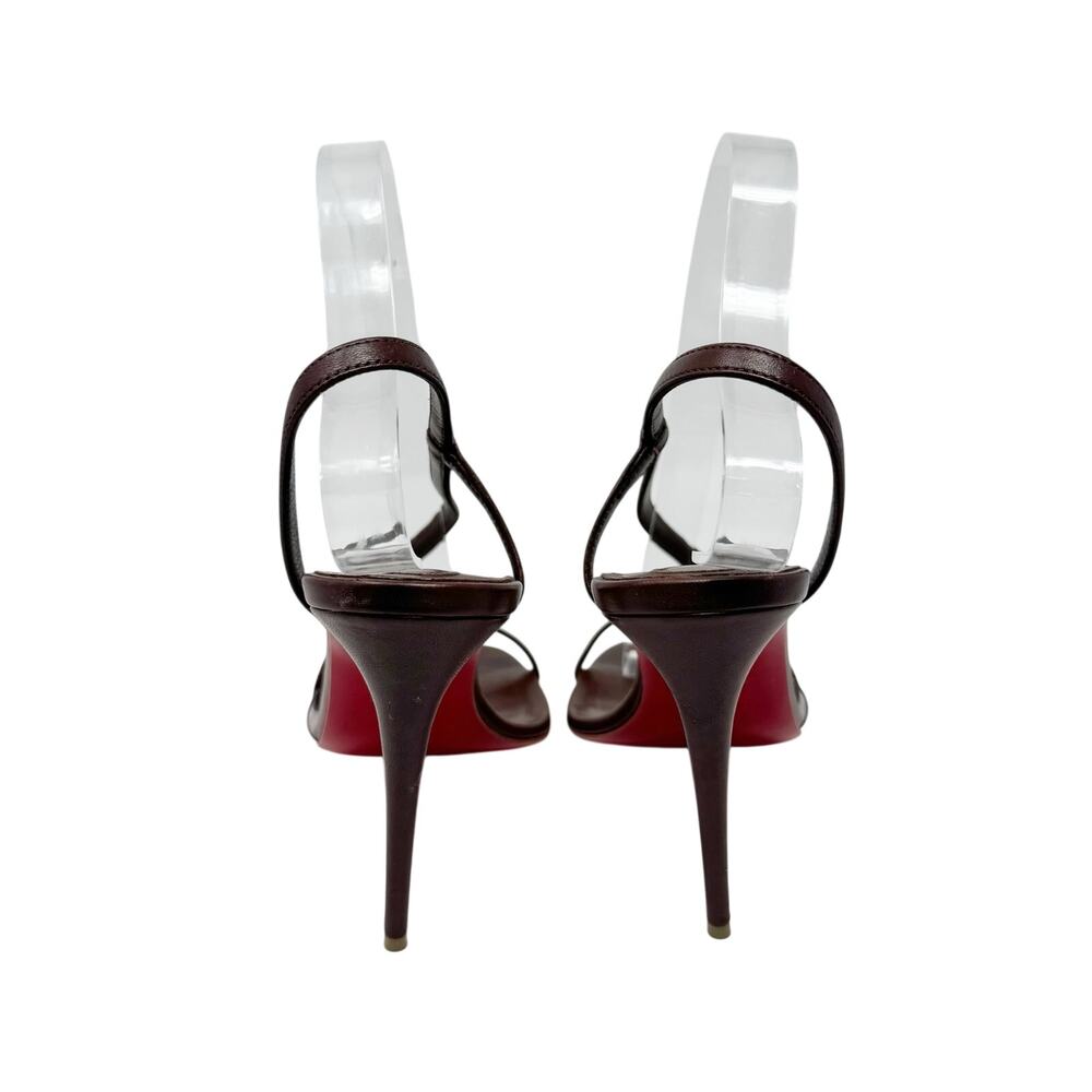 Christian Louboutin Rosalie 100 Brown Leather Slingback Stiletto Sandals EU 37 - Picture 4 of 9